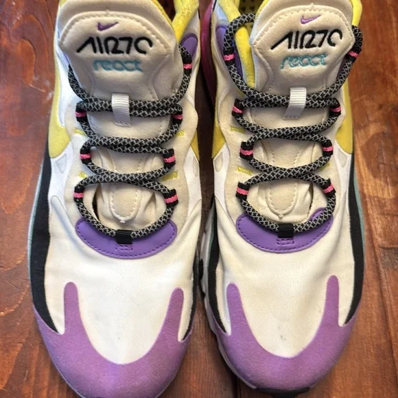 Nike Air Max 270 React in Purple and Yellow Size Men’s 9 - Picture 2 of 7
